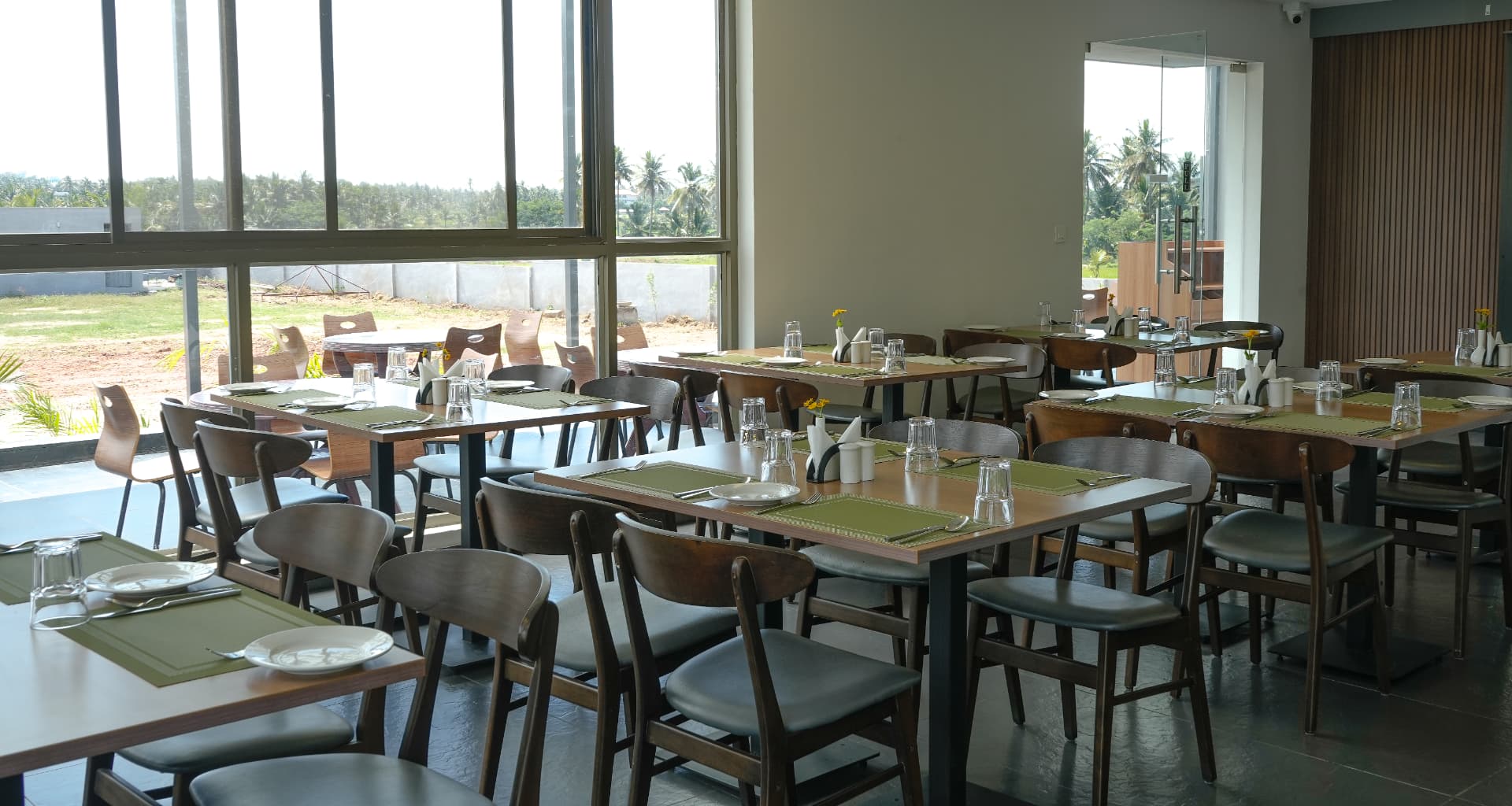 Dining tables inside Meadows Cafe